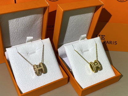 [AuraEcho Jewelry]HM CLIC YELLOW ENAMEL GOLD NECKLACE