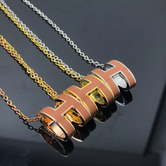 [AuraEcho Jewelry]H NECKLACE BROWN