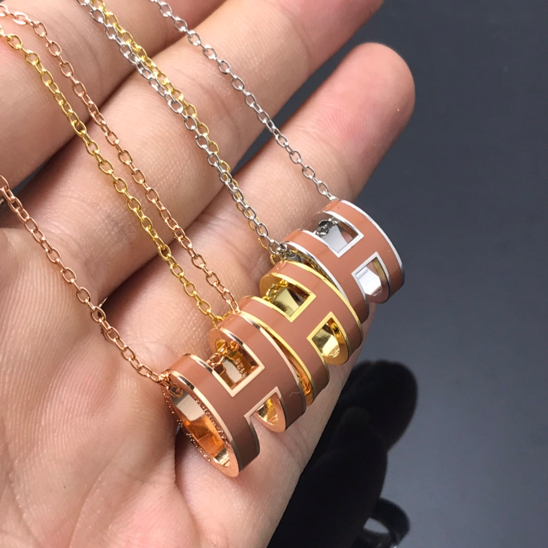 [AuraEcho Jewelry]H NECKLACE BROWN