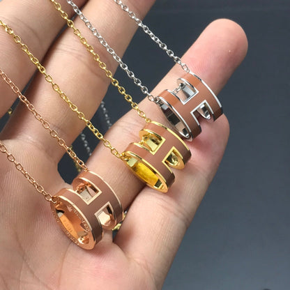 [AuraEcho Jewelry]H NECKLACE BROWN