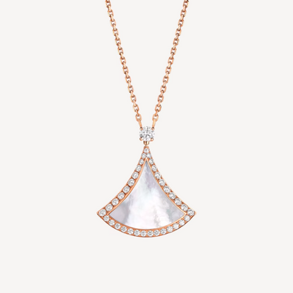 [AuraEcho Jewelry]DREAM MOP DIAMOND PAVED PINK GOLD NECKLACE