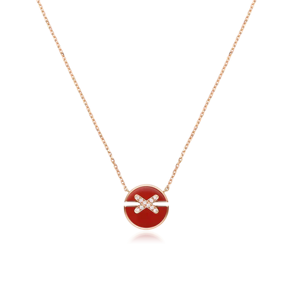 [AuraEcho Jewelry]JEUX DE ROSE GOLD DIAMOND NECKLACE