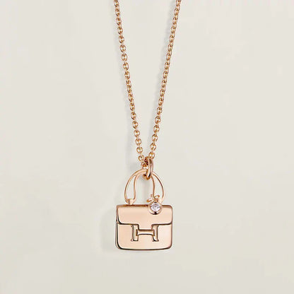 [AuraEcho Jewelry]AMULETTE PEDANT ROSE GOLD NECKLACE