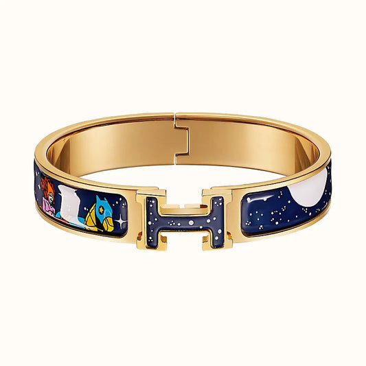 [AuraEcho Jewelry]H STAR AND MOON BRACELET 12MM