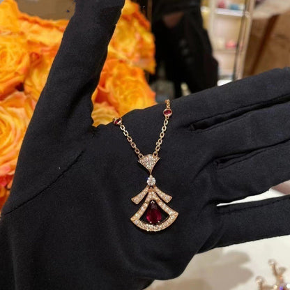 [AuraEcho Jewelry]DREAM NECKLACE CARNELIAN DIAMOND PINK GOLD