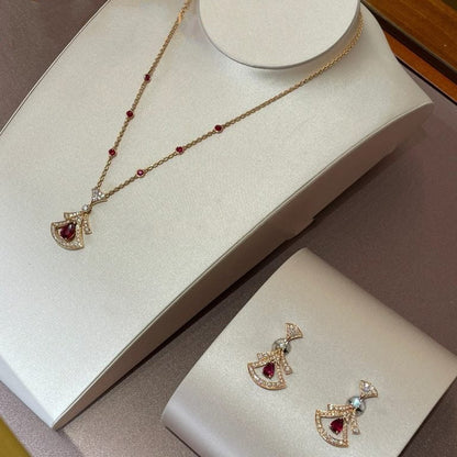 [AuraEcho Jewelry]DREAM NECKLACE CARNELIAN DIAMOND PINK GOLD
