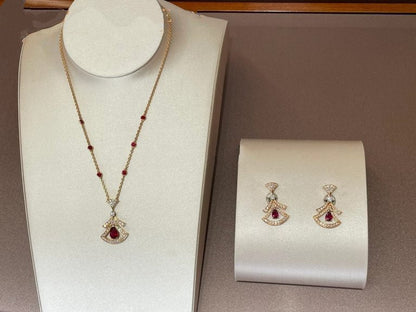 [AuraEcho Jewelry]DREAM NECKLACE CARNELIAN DIAMOND PINK GOLD