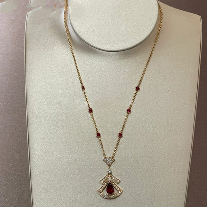 [AuraEcho Jewelry]DREAM NECKLACE CARNELIAN DIAMOND PINK GOLD