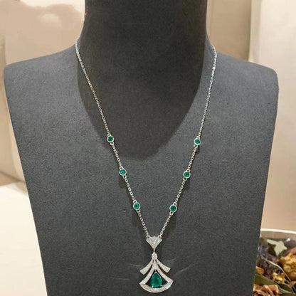 [AuraEcho Jewelry]DREAM NECKLACE MALACHITE DIAMOND SILVER