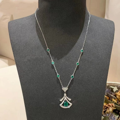 [AuraEcho Jewelry]DREAM NECKLACE MALACHITE DIAMOND SILVER