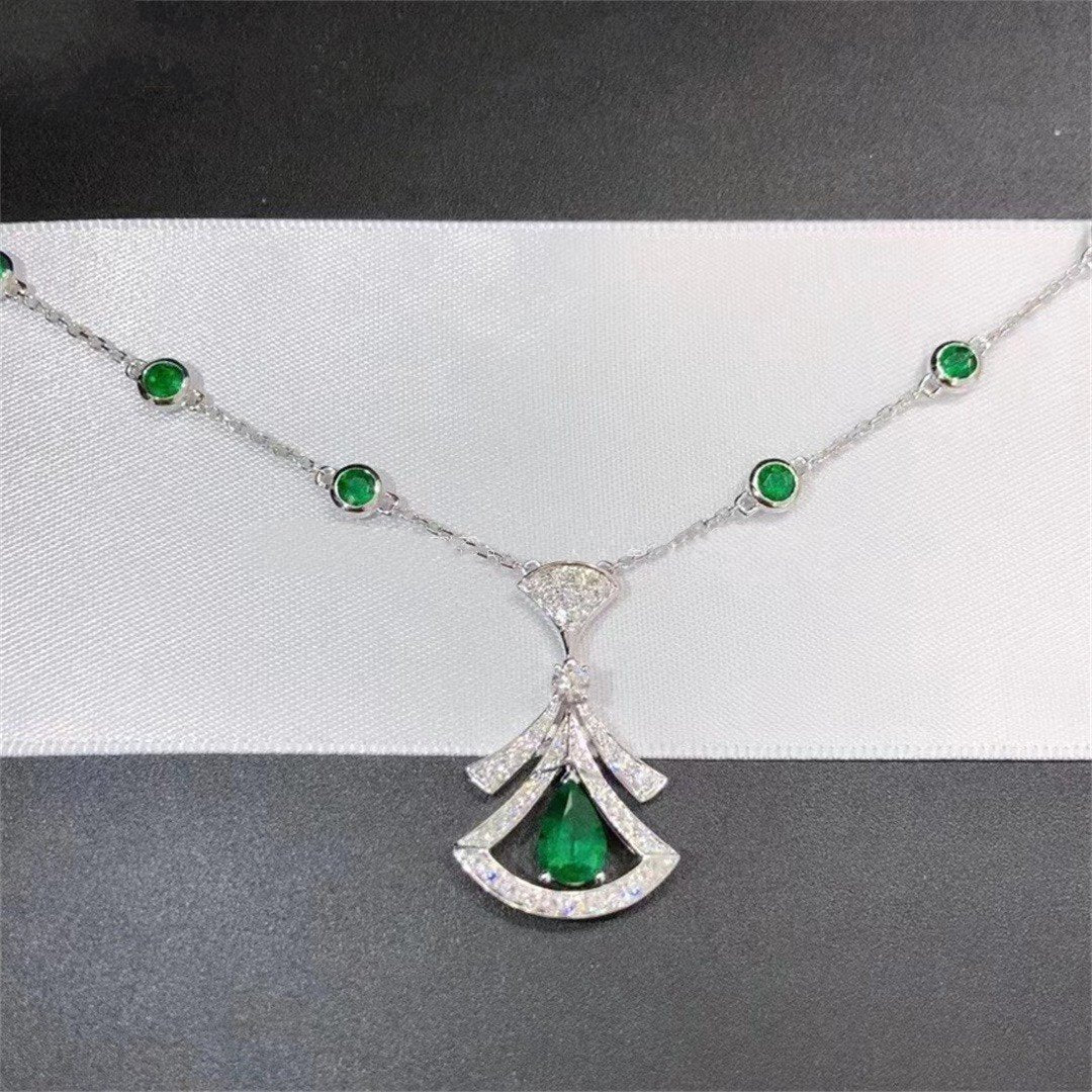 [AuraEcho Jewelry]DREAM NECKLACE MALACHITE DIAMOND SILVER