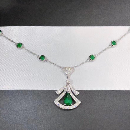 [AuraEcho Jewelry]DREAM NECKLACE MALACHITE DIAMOND SILVER
