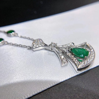 [AuraEcho Jewelry]DREAM NECKLACE MALACHITE DIAMOND SILVER