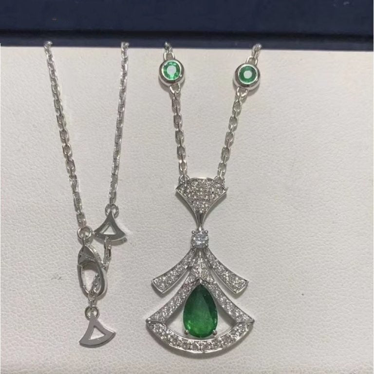 [AuraEcho Jewelry]DREAM NECKLACE MALACHITE DIAMOND SILVER
