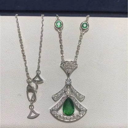 [AuraEcho Jewelry]DREAM NECKLACE MALACHITE DIAMOND SILVER
