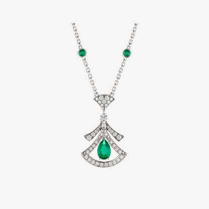 [AuraEcho Jewelry]DREAM NECKLACE MALACHITE DIAMOND SILVER