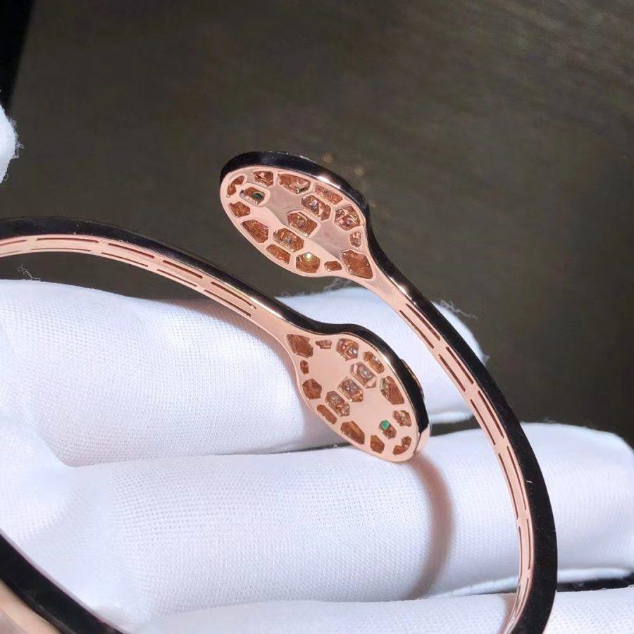 [AuraEcho Jewelry]SERPENTI BRACELET PINK GOLD MALACHITE DIAMOND DOUBLE SNAKE