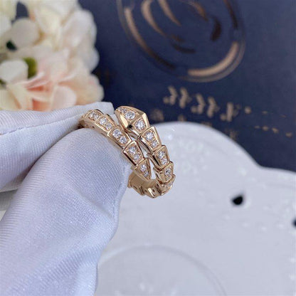 [AuraEcho Jewelry]SERPENTI RING PINK GOLD DIAMOND PAVED 4MM