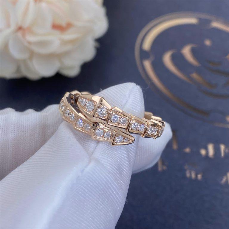 [AuraEcho Jewelry]SERPENTI RING PINK GOLD DIAMOND PAVED 4MM