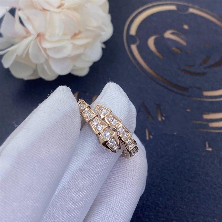 [AuraEcho Jewelry]SERPENTI RING PINK GOLD DIAMOND PAVED 4MM