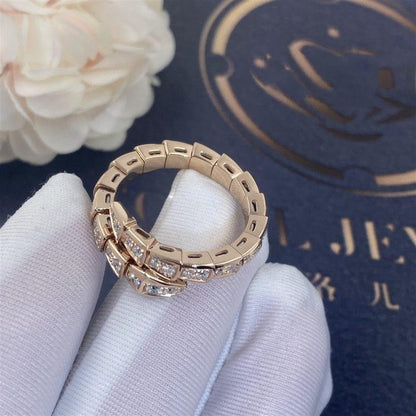 [AuraEcho Jewelry]SERPENTI RING PINK GOLD DIAMOND PAVED 4MM