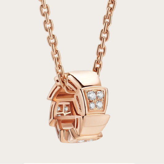 [AuraEcho Jewelry]SERPENTI PEDANT DIAMOND PINK GOLD NECKLACE