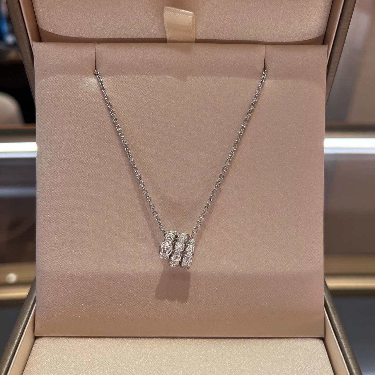 [AuraEcho Jewelry]SERPENTI SILVER NECKLACE DOUBLE RING DIAMOND