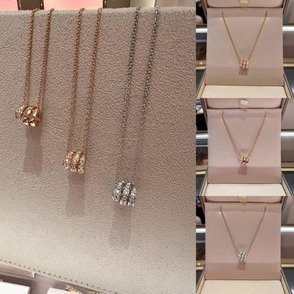 [AuraEcho Jewelry]SERPENTI SILVER NECKLACE DOUBLE RING DIAMOND
