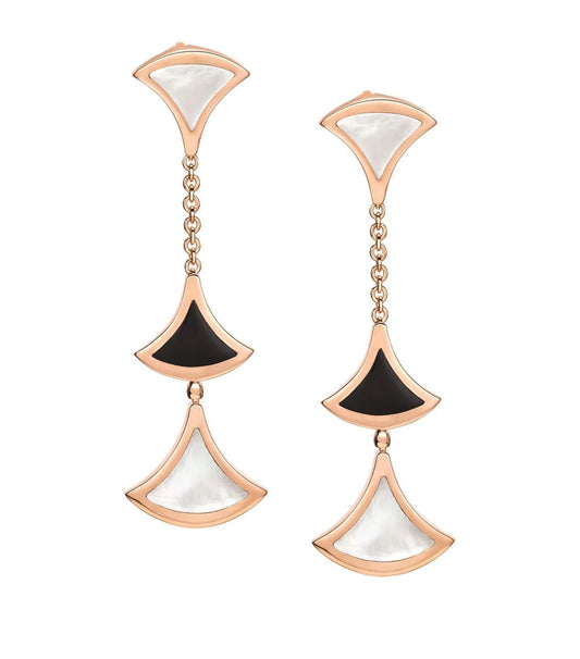 [AuraEcho Jewelry]DREAM EARRINGS 3 MOTIFS ONYX MOP PINK GOLD