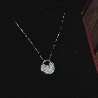 [AuraEcho Jewelry]AMULETTE SILVER FULL DIAMOND NECKLACE