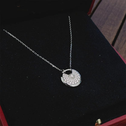 [AuraEcho Jewelry]AMULETTE SILVER FULL DIAMOND NECKLACE
