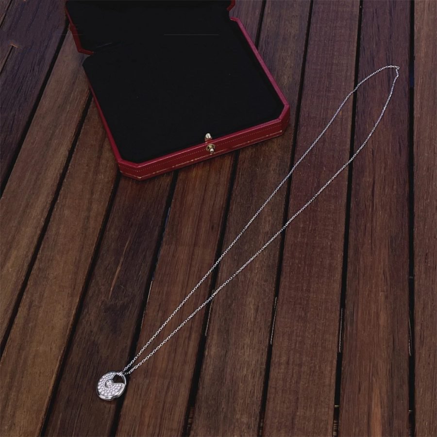 [AuraEcho Jewelry]AMULETTE SILVER FULL DIAMOND NECKLACE
