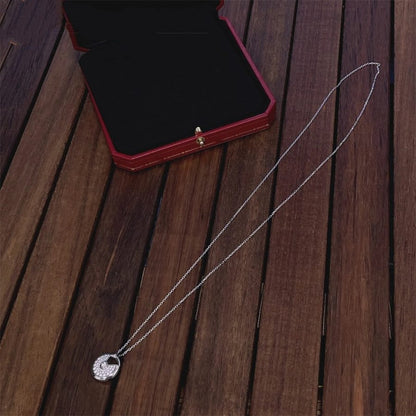 [AuraEcho Jewelry]AMULETTE SILVER FULL DIAMOND NECKLACE
