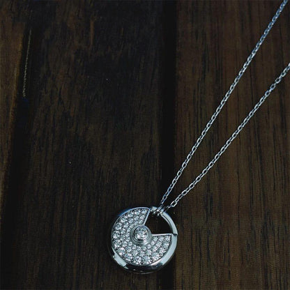 [AuraEcho Jewelry]AMULETTE SILVER FULL DIAMOND NECKLACE