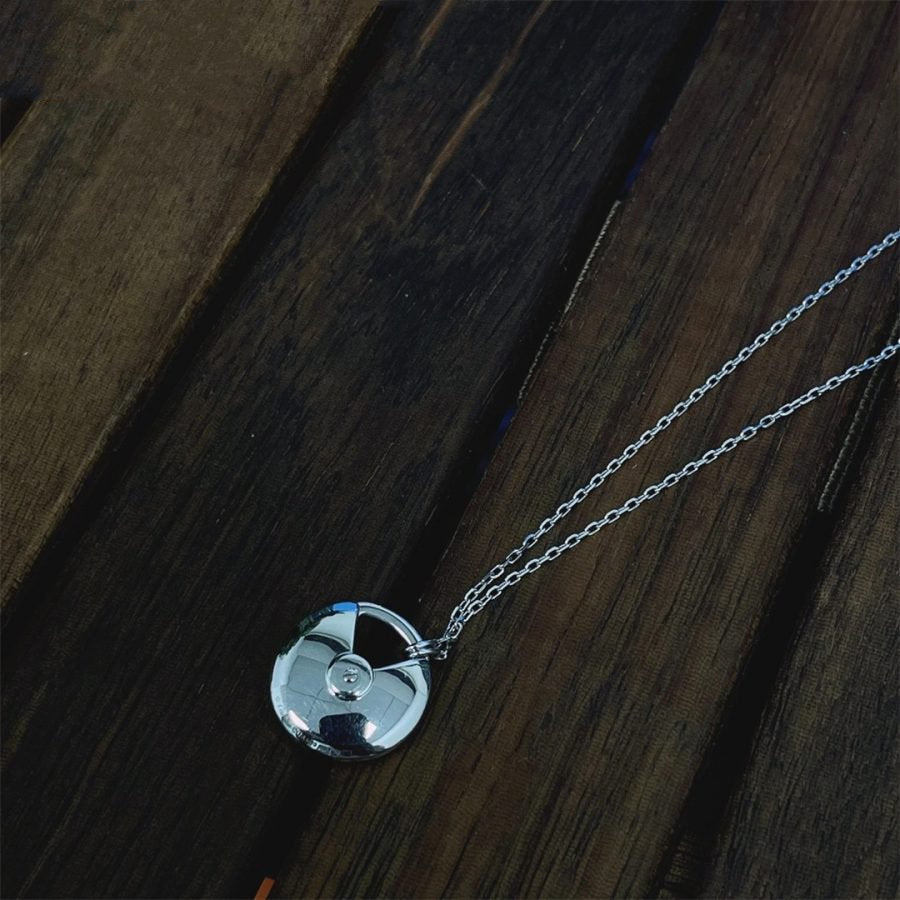 [AuraEcho Jewelry]AMULETTE SILVER FULL DIAMOND NECKLACE