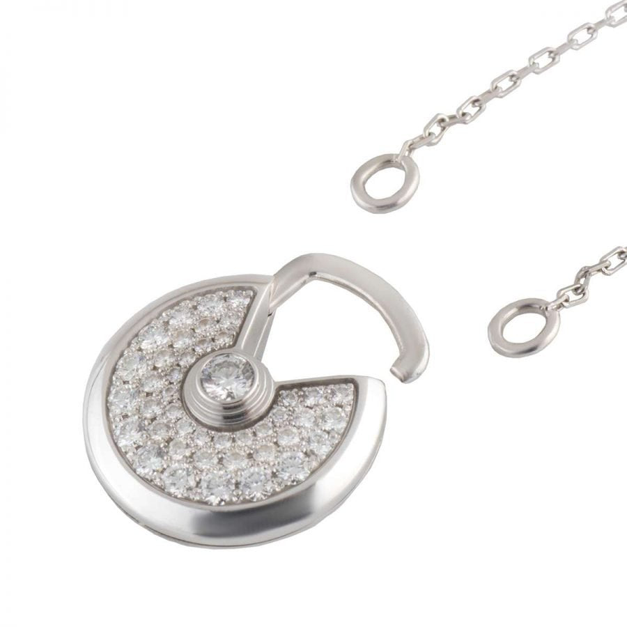 [AuraEcho Jewelry]AMULETTE SILVER FULL DIAMOND NECKLACE