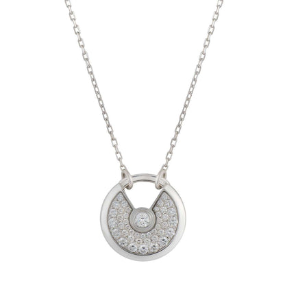 [AuraEcho Jewelry]AMULETTE SILVER FULL DIAMOND NECKLACE