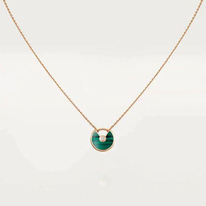 [AuraEcho Jewelry]AMULETTE ROSE GOLD MALACHITE NECKLACE