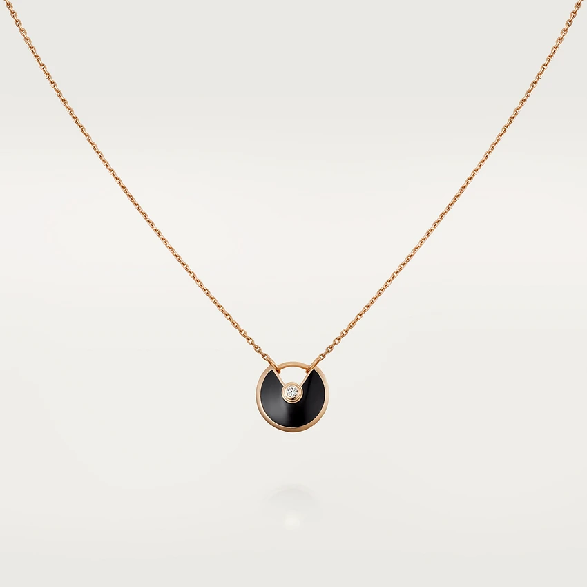 [AuraEcho Jewelry]AMULETTE ROSE GOLD ONYX NECKLACE