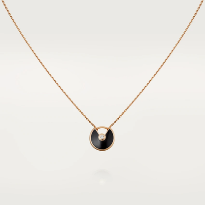 [AuraEcho Jewelry]AMULETTE ROSE GOLD ONYX NECKLACE