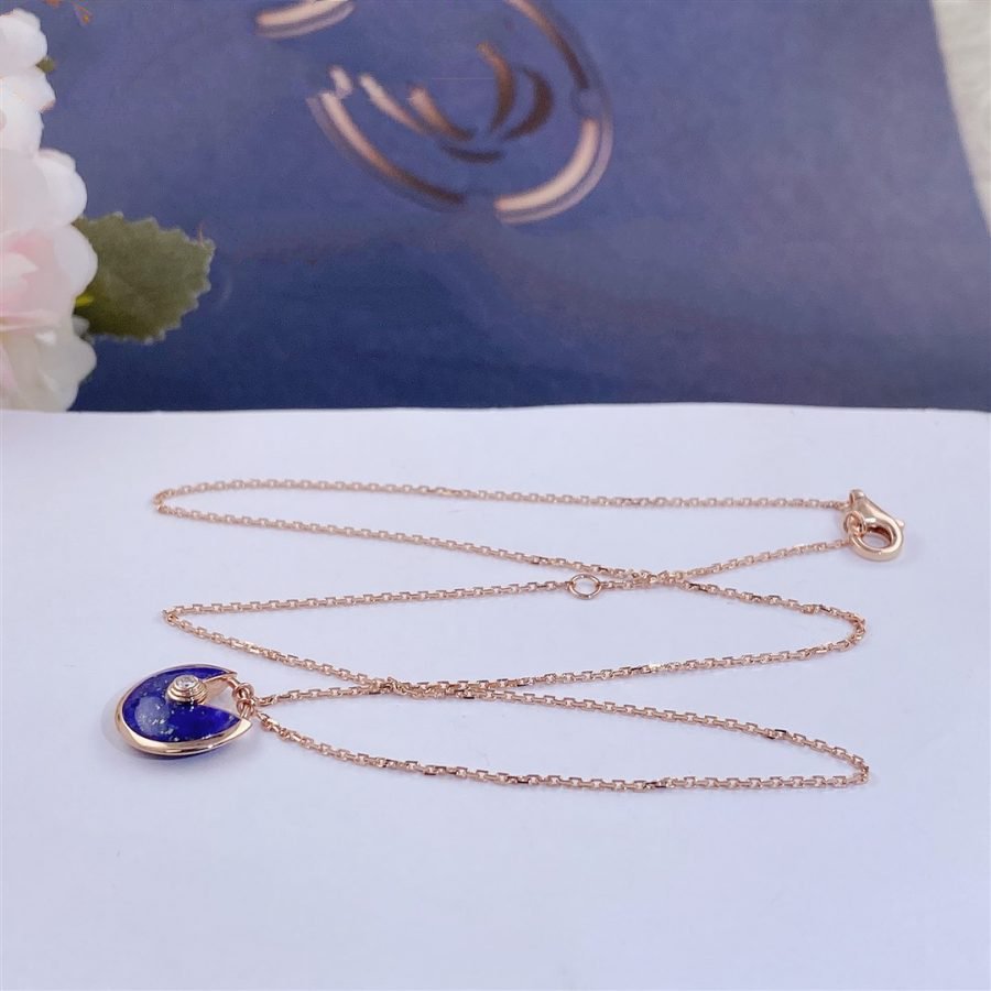 [AuraEcho Jewelry]AMULETTE ROSE GOLD AGATE NECKLACE