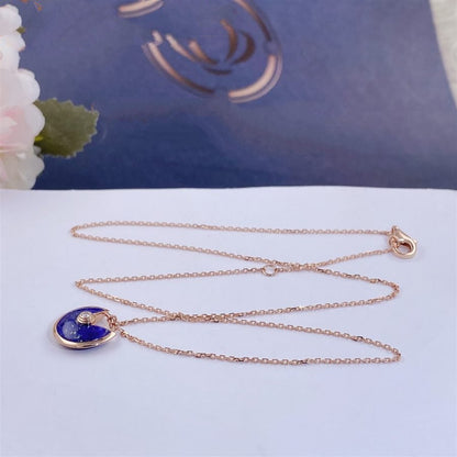 [AuraEcho Jewelry]AMULETTE ROSE GOLD AGATE NECKLACE