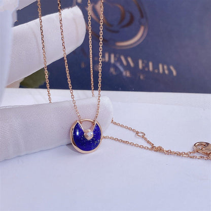 [AuraEcho Jewelry]AMULETTE ROSE GOLD AGATE NECKLACE