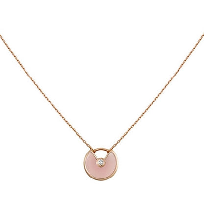 [AuraEcho Jewelry]AMULETTE ROSE GOLD PINK MOP NECKLACE