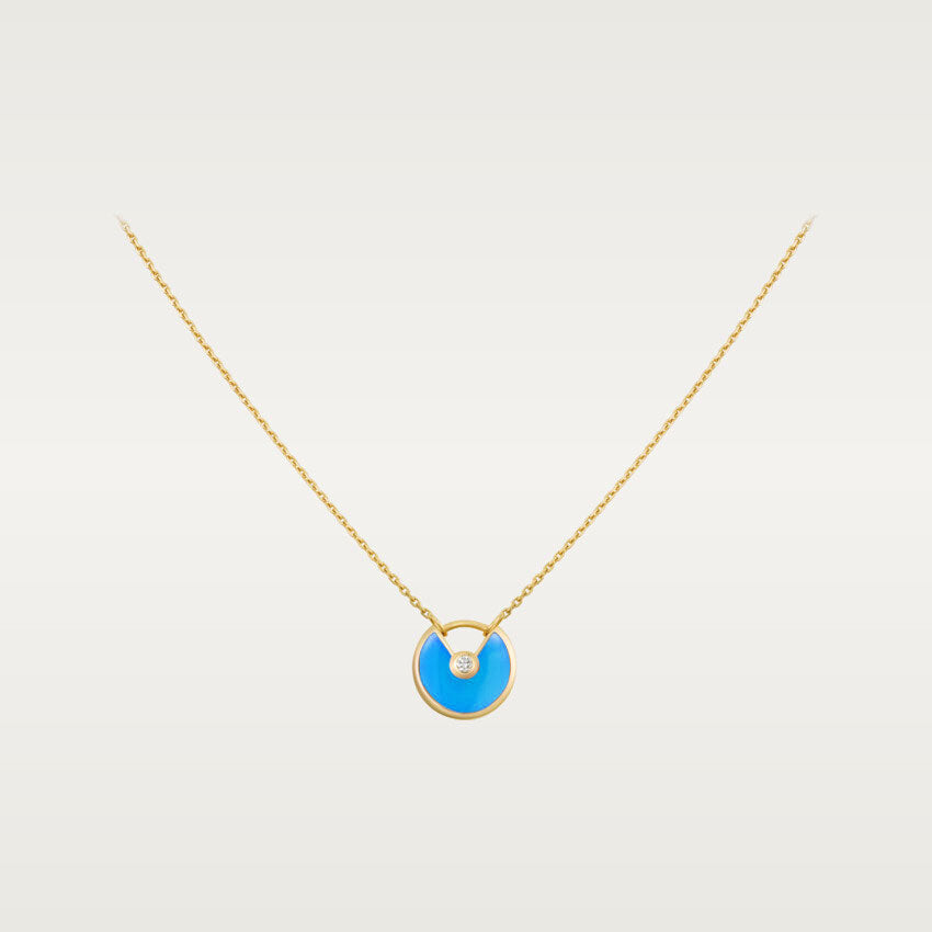 [AuraEcho Jewelry]AMULETTE GOLD TURQUOISE NECKLACE