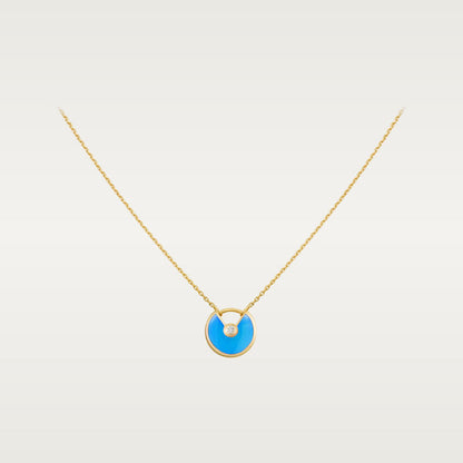 [AuraEcho Jewelry]AMULETTE GOLD TURQUOISE NECKLACE