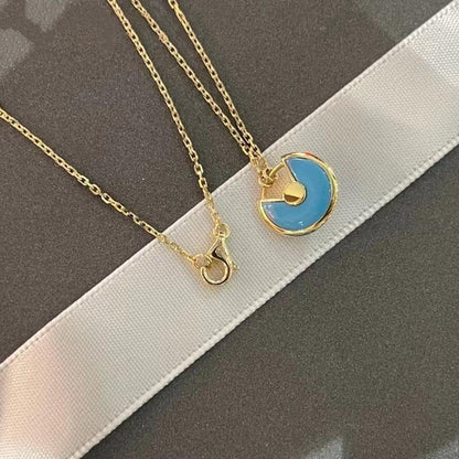 [AuraEcho Jewelry]AMULETTE GOLD TURQUOISE NECKLACE