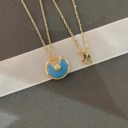 [AuraEcho Jewelry]AMULETTE GOLD TURQUOISE NECKLACE
