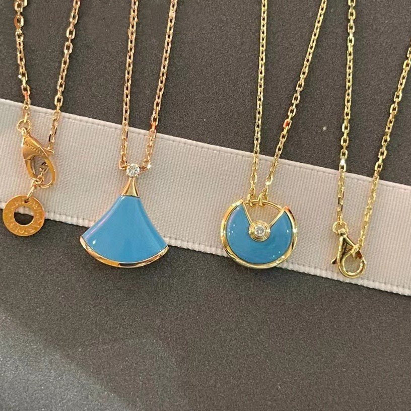 [AuraEcho Jewelry]AMULETTE GOLD TURQUOISE NECKLACE