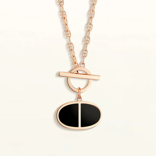 [AuraEcho Jewelry]CHAINE VERSO BLACK CERAMIC NECKLACE